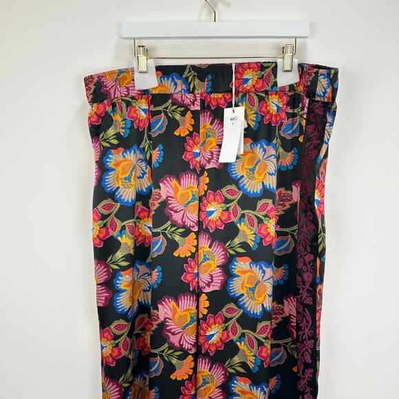 Johnny Was Sidonia Silk Lounge Pant Pull On Floral Embroidery Resort XXL NWT - Picture 6 of 15